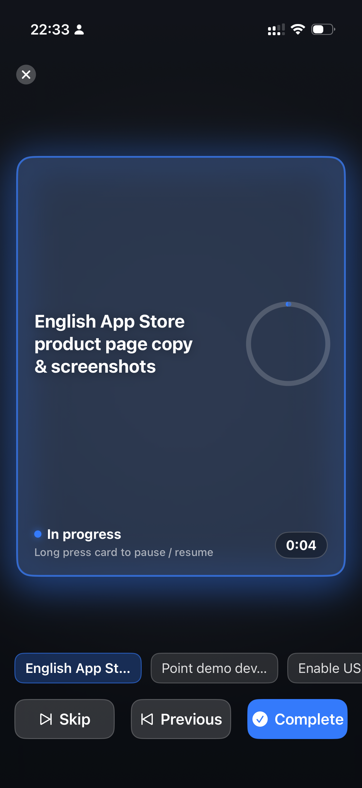 MarkNote Focus Mode with an English project task